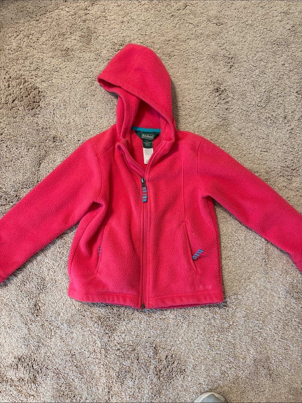 L.L. Bean Girls' Hooded Fleece Jacket - Bright Pink